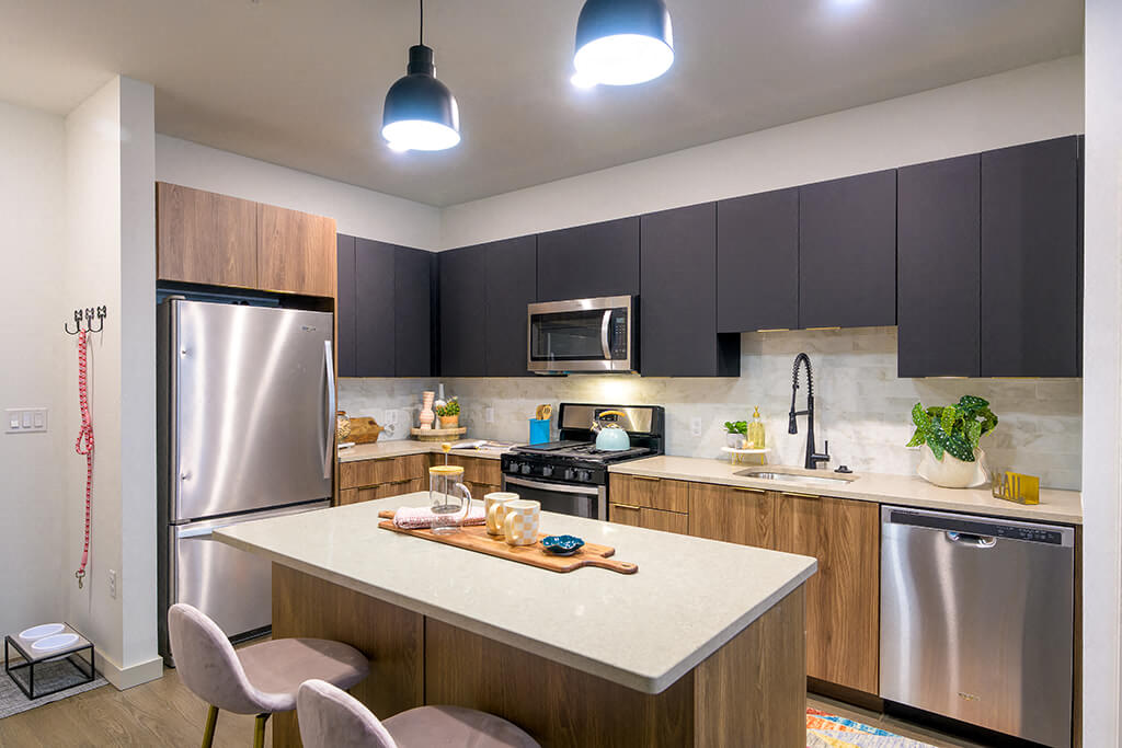 Kitchen and Entryway at V2 Apartments in Chelsea MA